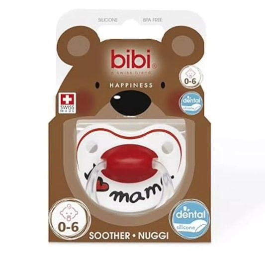 Bibi Happiness Dental Silicone Dummy Soother "I Love Mama" 0-6 Months