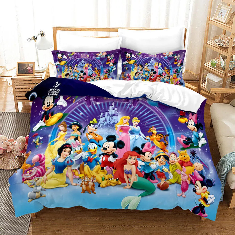 Kids Girls Disney Princess Duvet Cover 3D Bedding Set Pillowcase Single Double